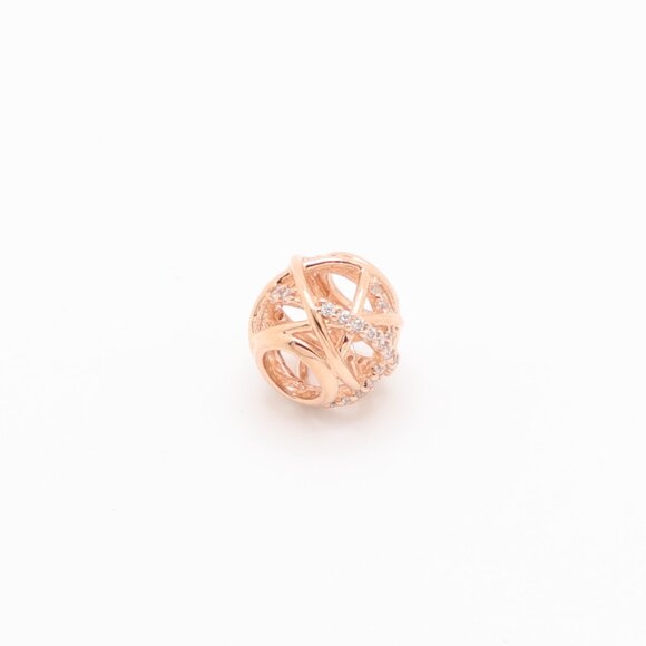 Pandora Moments Sterling Silver 14K Rose Gold Plated CZ Charm - Picture 2 of 6